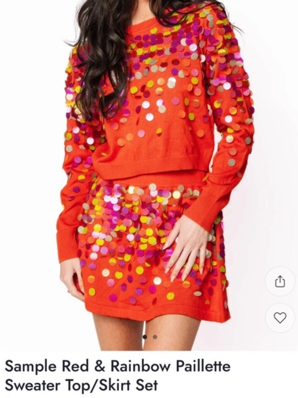 NWOT Queen of Sparkles Red Sequin Skirt XS - Picture 2 of 5